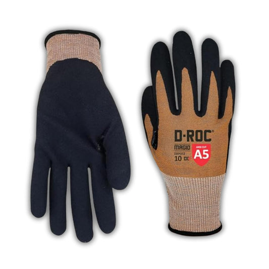 MAGID D-ROC ANSI A5 DX+ Technology VersaTek Grip Work Gloves, 1 Pair, Size 10/XL, DXPG53