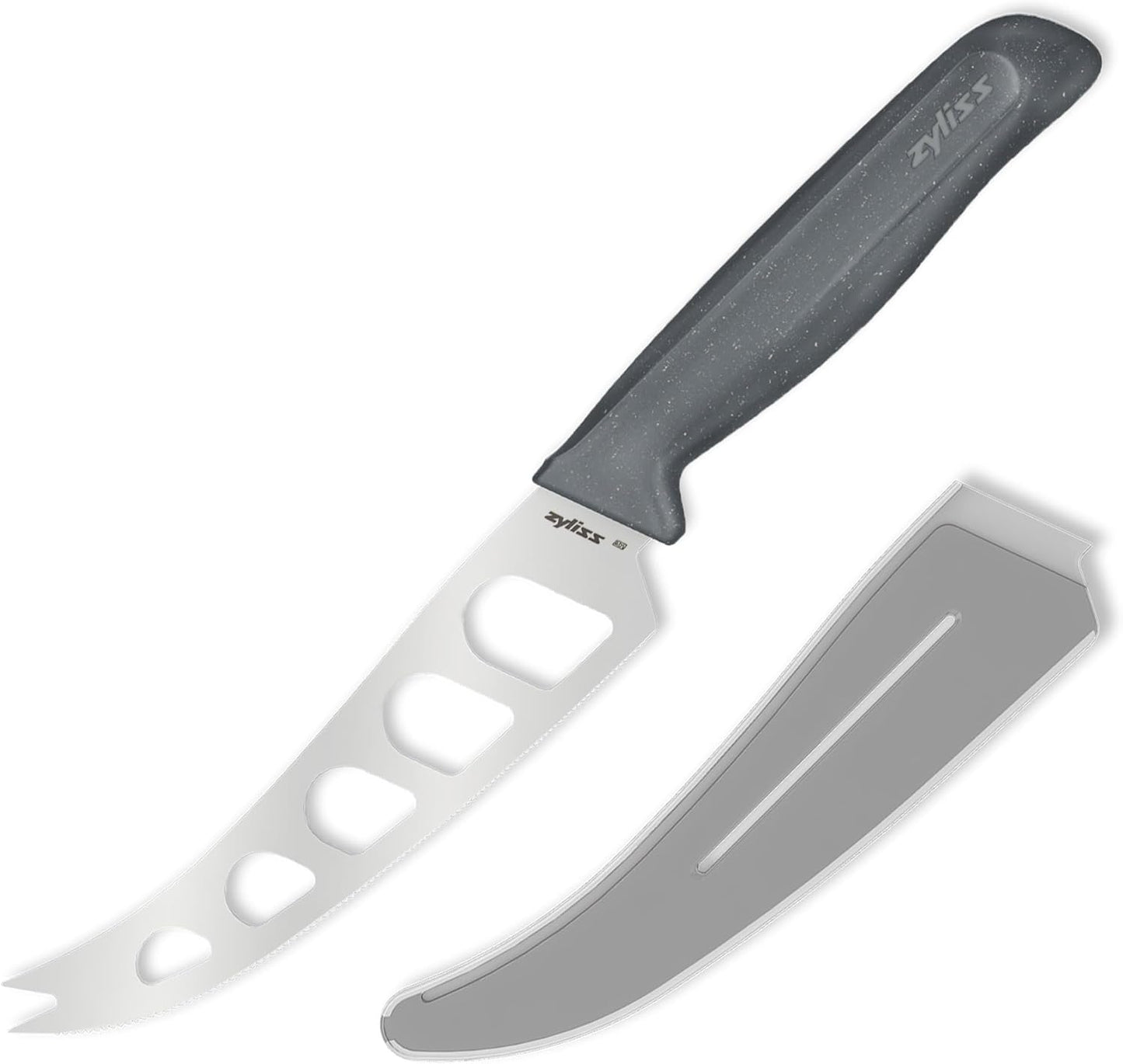 Cheese Knife – Stainless Steel Blade with Non-Stick Holes & Forked Tip for Serving – Cuts Soft, Semi-Soft & Firm Cheeses – Wheat Straw Handle, Dishwasher Safe, 5-Year Guarantee – 5"