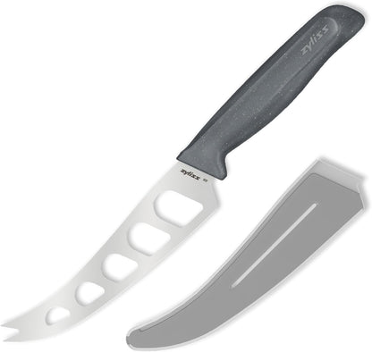 Cheese Knife – Stainless Steel Blade with Non-Stick Holes & Forked Tip for Serving – Cuts Soft, Semi-Soft & Firm Cheeses – Wheat Straw Handle, Dishwasher Safe, 5-Year Guarantee – 5"