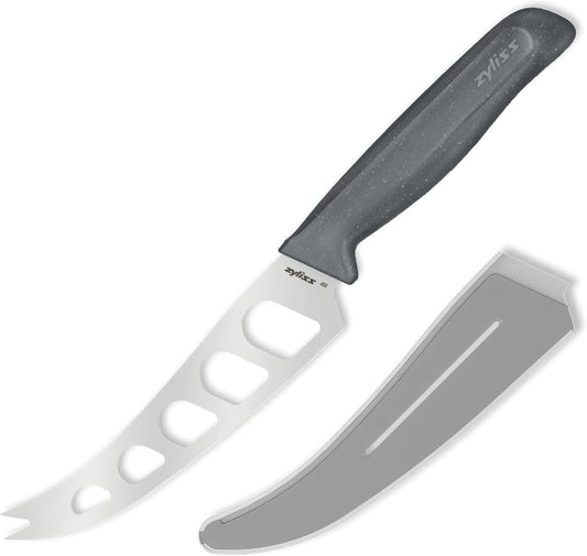 Cheese Knife – Stainless Steel Blade with Non-Stick Holes & Forked Tip for Serving – Cuts Soft, Semi-Soft & Firm Cheeses – Wheat Straw Handle, Dishwasher Safe, 5-Year Guarantee – 5"