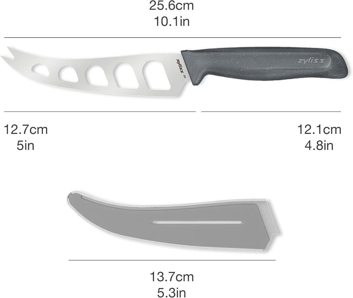 Cheese Knife – Stainless Steel Blade with Non-Stick Holes & Forked Tip for Serving – Cuts Soft, Semi-Soft & Firm Cheeses – Wheat Straw Handle, Dishwasher Safe, 5-Year Guarantee – 5"