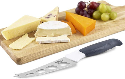 Cheese Knife – Stainless Steel Blade with Non-Stick Holes & Forked Tip for Serving – Cuts Soft, Semi-Soft & Firm Cheeses – Wheat Straw Handle, Dishwasher Safe, 5-Year Guarantee – 5"