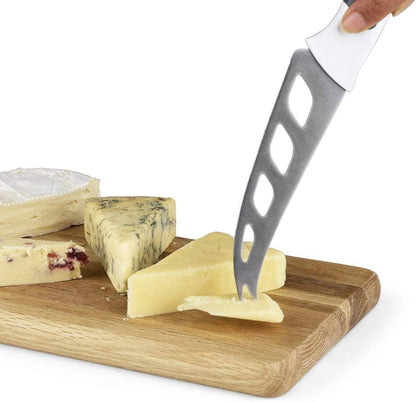 Cheese Knife – Stainless Steel Blade with Non-Stick Holes & Forked Tip for Serving – Cuts Soft, Semi-Soft & Firm Cheeses – Wheat Straw Handle, Dishwasher Safe, 5-Year Guarantee – 5"