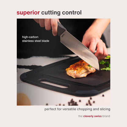 Cheese Knife – Stainless Steel Blade with Non-Stick Holes & Forked Tip for Serving – Cuts Soft, Semi-Soft & Firm Cheeses – Wheat Straw Handle, Dishwasher Safe, 5-Year Guarantee – 5"