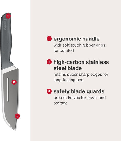 Cheese Knife – Stainless Steel Blade with Non-Stick Holes & Forked Tip for Serving – Cuts Soft, Semi-Soft & Firm Cheeses – Wheat Straw Handle, Dishwasher Safe, 5-Year Guarantee – 5"