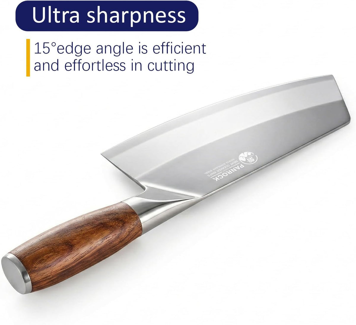 Meat Knife 7 Inch - High Carbon Stainless Steel Meat Cleaver & Slicer - Razor Sharp Kitchen Chopper with Ergonomic Wooden Handle