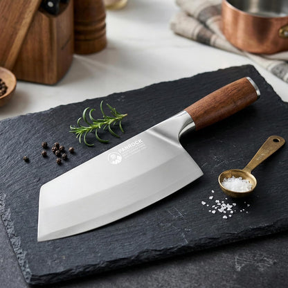 Meat Knife 7 Inch - High Carbon Stainless Steel Meat Cleaver & Slicer - Razor Sharp Kitchen Chopper with Ergonomic Wooden Handle