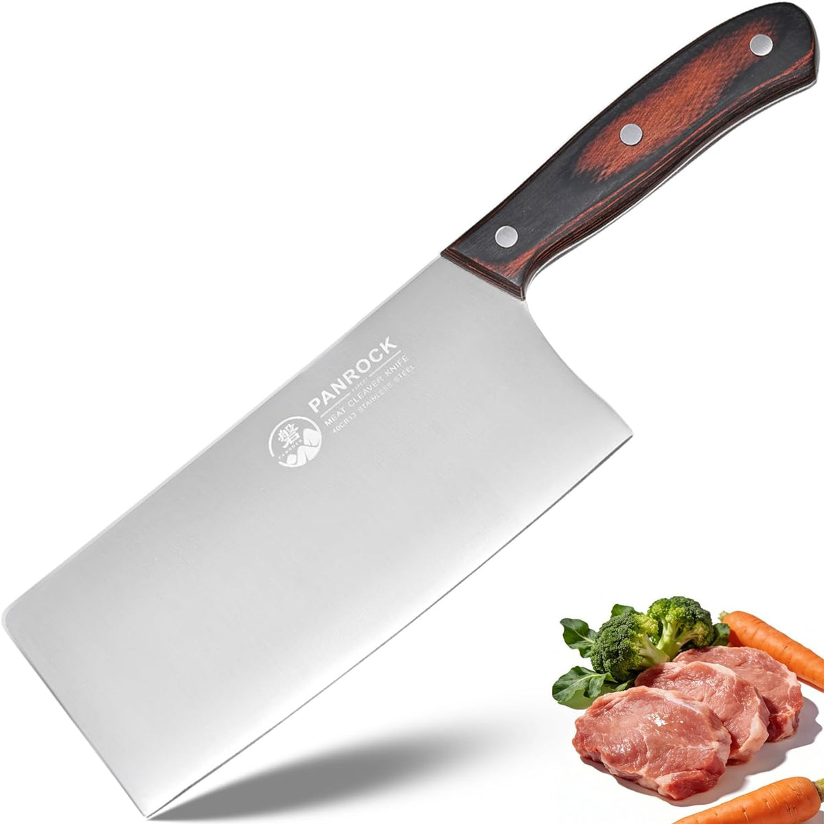 Meat Knife 7 Inch - High Carbon Stainless Steel Meat Cleaver & Slicer - Razor Sharp Kitchen Chopper with Ergonomic Wooden Handle