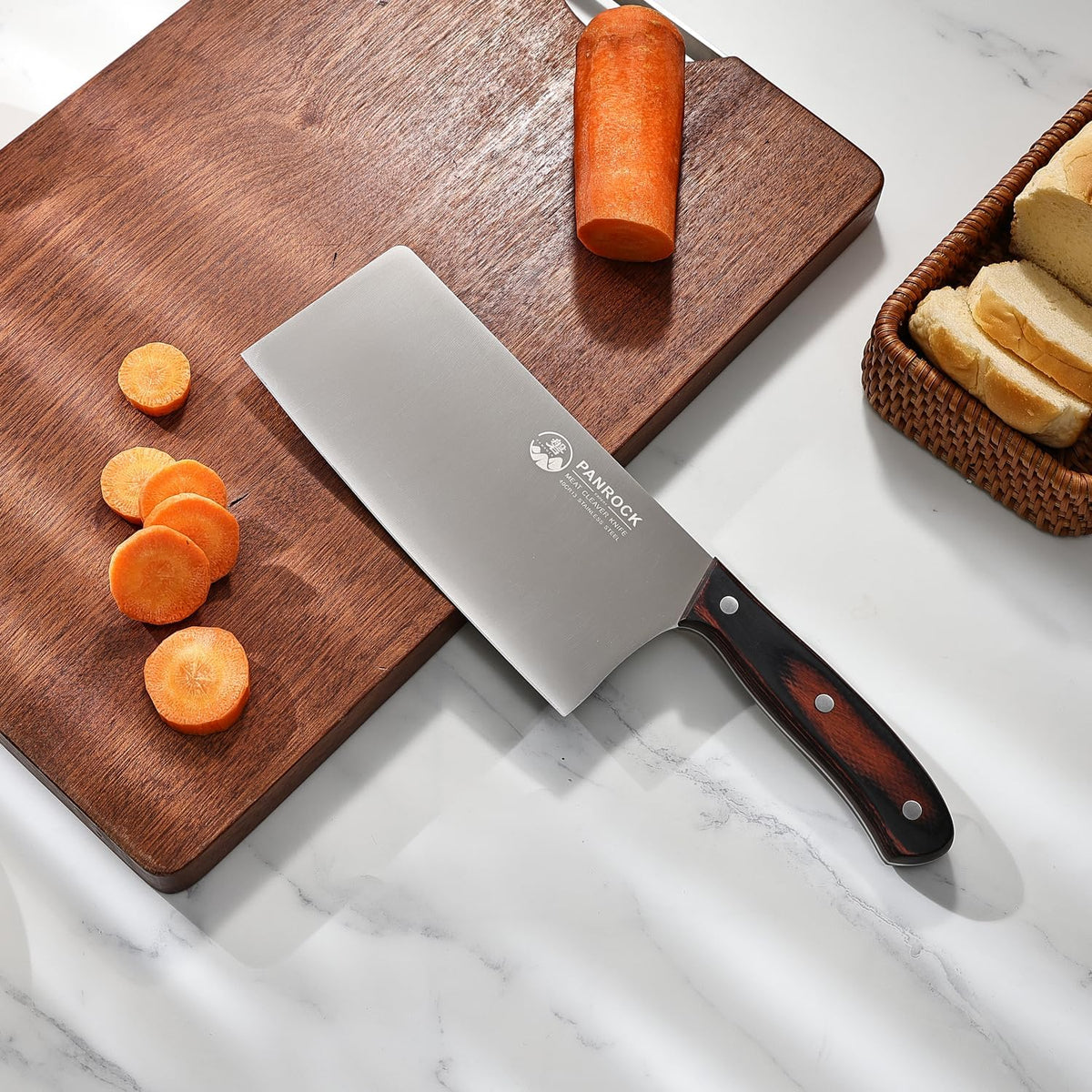Meat Knife 7 Inch - High Carbon Stainless Steel Meat Cleaver & Slicer - Razor Sharp Kitchen Chopper with Ergonomic Wooden Handle
