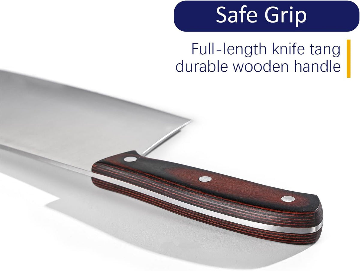 Meat Knife 7 Inch - High Carbon Stainless Steel Meat Cleaver & Slicer - Razor Sharp Kitchen Chopper with Ergonomic Wooden Handle