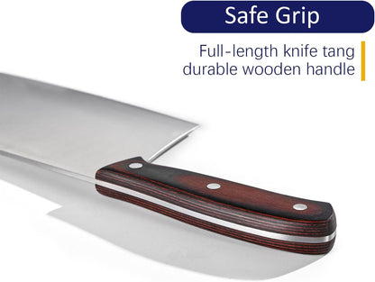 Meat Knife 7 Inch - High Carbon Stainless Steel Meat Cleaver & Slicer - Razor Sharp Kitchen Chopper with Ergonomic Wooden Handle