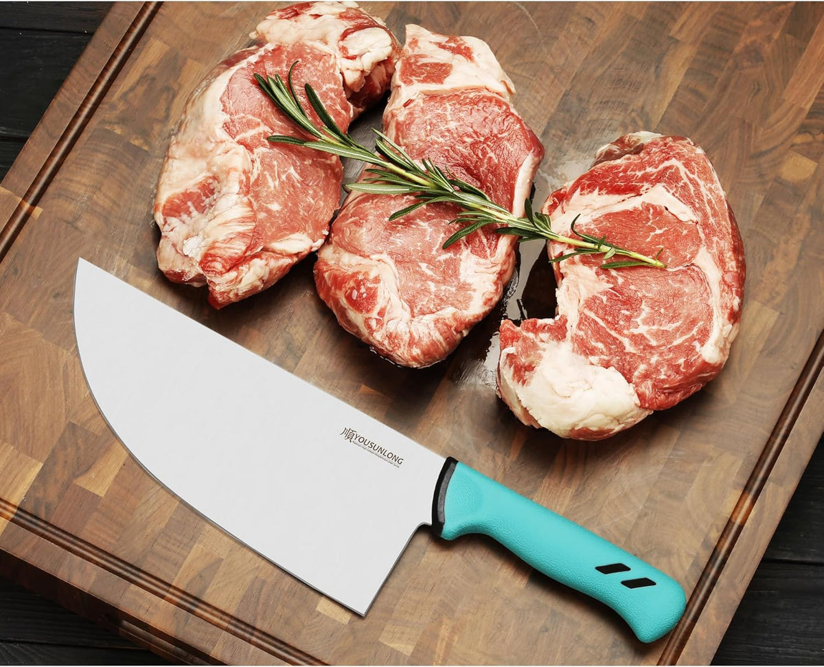 Meat Cleaver Knife - 9 Inch Hybrid Cleaver Butcher Knife - Razor Sharp Premium High Carbon Molybdenum Steel Blade - Ergonomic & Non-slip Handle