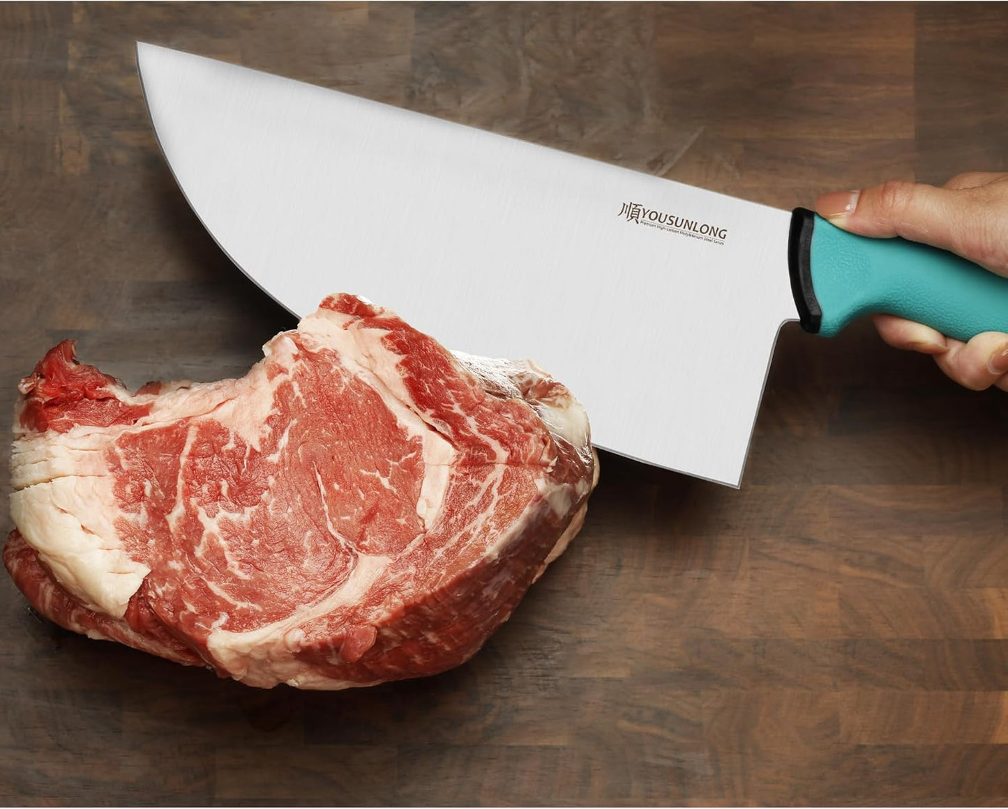 Meat Cleaver Knife - 9 Inch Hybrid Cleaver Butcher Knife - Razor Sharp Premium High Carbon Molybdenum Steel Blade - Ergonomic & Non-slip Handle