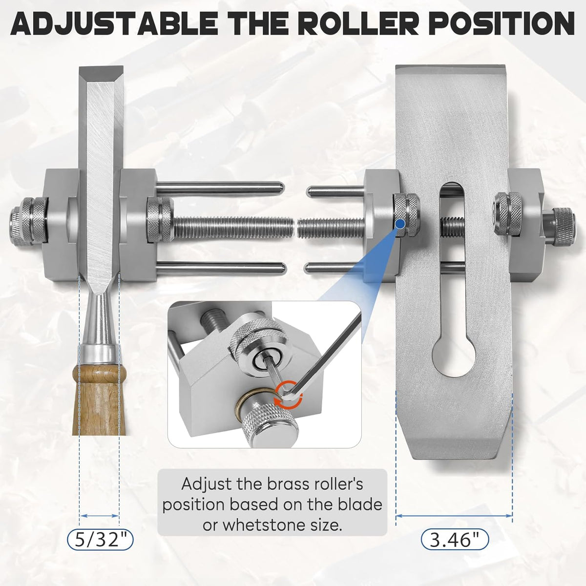 All Metal Honing Guide Adjustable Angle Jig for Chisel and Plane Sharpening | All-metal sharpening clamp, adjustable angle, compatible with 5/32” to 3.46” woodworking chisels and hand planes