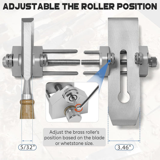 All Metal Honing Guide Adjustable Angle Jig for Chisel and Plane Sharpening | All-metal sharpening clamp, adjustable angle, compatible with 5/32” to 3.46” woodworking chisels and hand planes