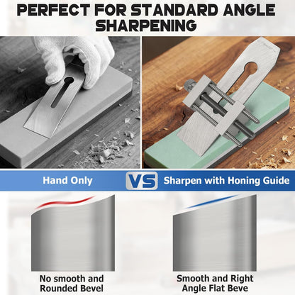 All Metal Honing Guide Adjustable Angle Jig for Chisel and Plane Sharpening | All-metal sharpening clamp, adjustable angle, compatible with 5/32” to 3.46” woodworking chisels and hand planes