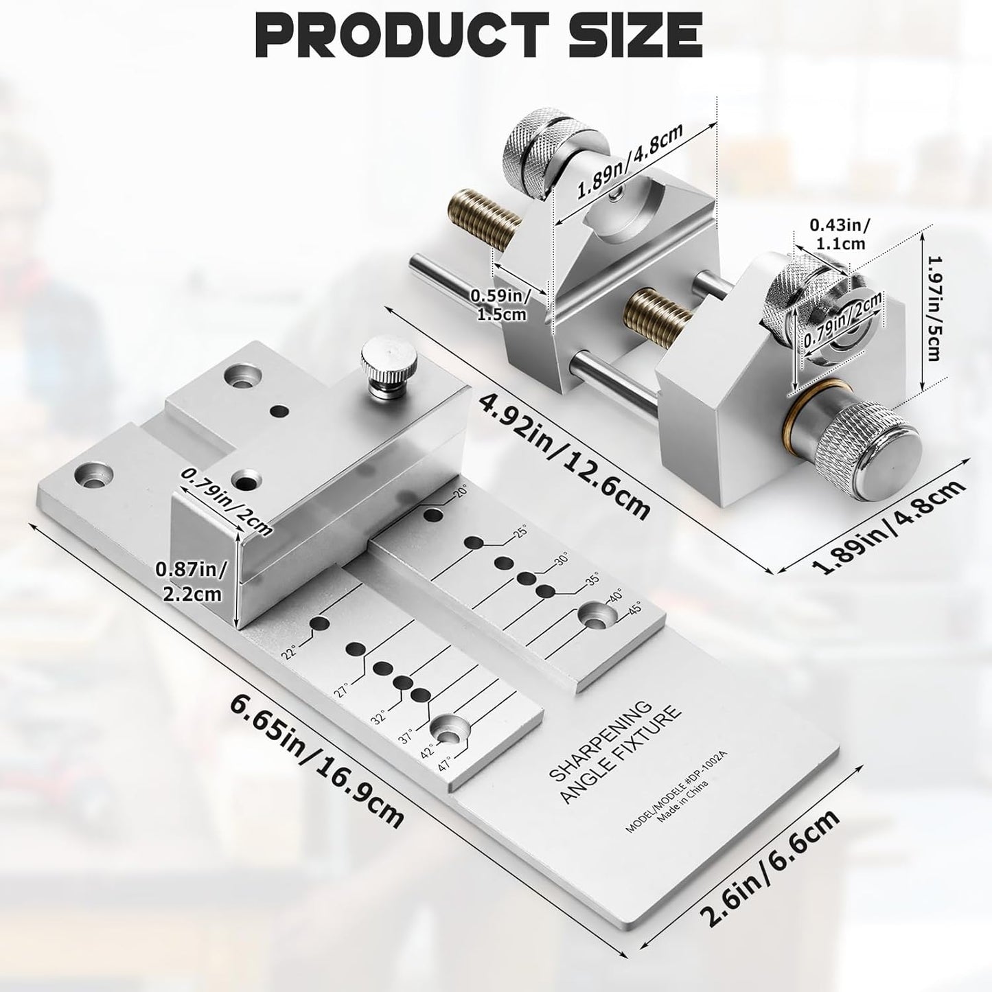 All Metal Honing Guide Adjustable Angle Jig for Chisel and Plane Sharpening | All-metal sharpening clamp, adjustable angle, compatible with 5/32” to 3.46” woodworking chisels and hand planes