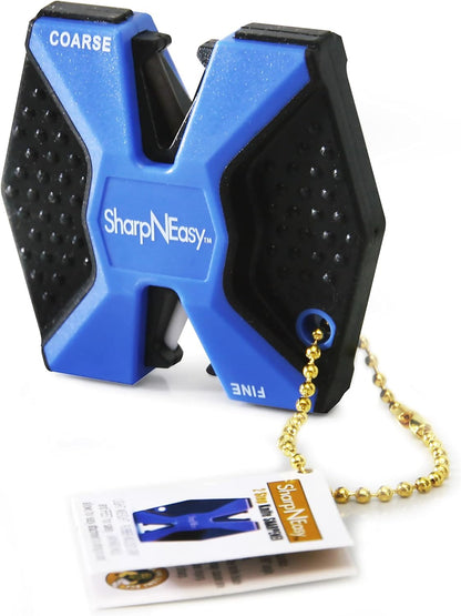 AccuSharp 2-Step Knife Sharpener - Sharpens, Restores, & Hones - 2-Step Coarse and Fine Rods for Kitchen Knives & All Types of Blades - Keychain Pull Through Knife Sharpener - Blue