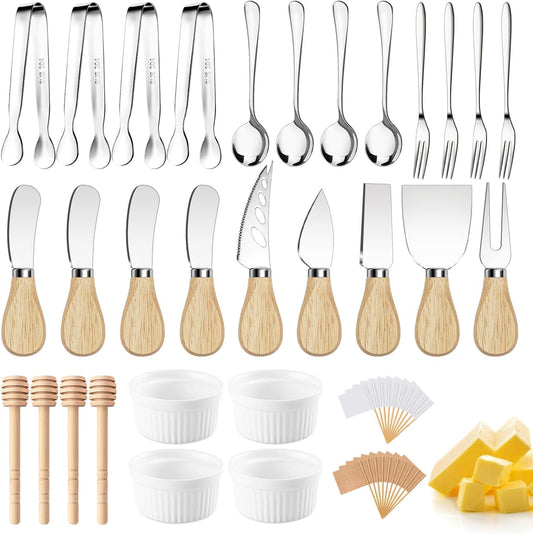 Charcuterie Boards Accessories Charcuterie Utensils Cheese Butter Spreader Knife Set Small Serving Tongs Forks and Spoons Dipping Bowls Honey Dippers Toothpick Flags for Appetizers & Serving Platters