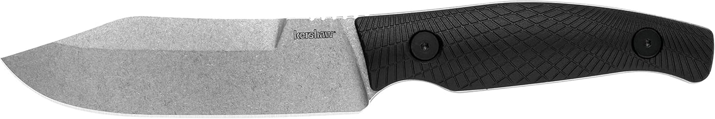 Kershaw Camp 5 Bowie Knife, Black, 4.75 Inch Fixed Clip Point Blade | High-Carbon Tool Steel, Full-Tang Blade, Includes Molded Sheath, Everyday Carry for Men and Women