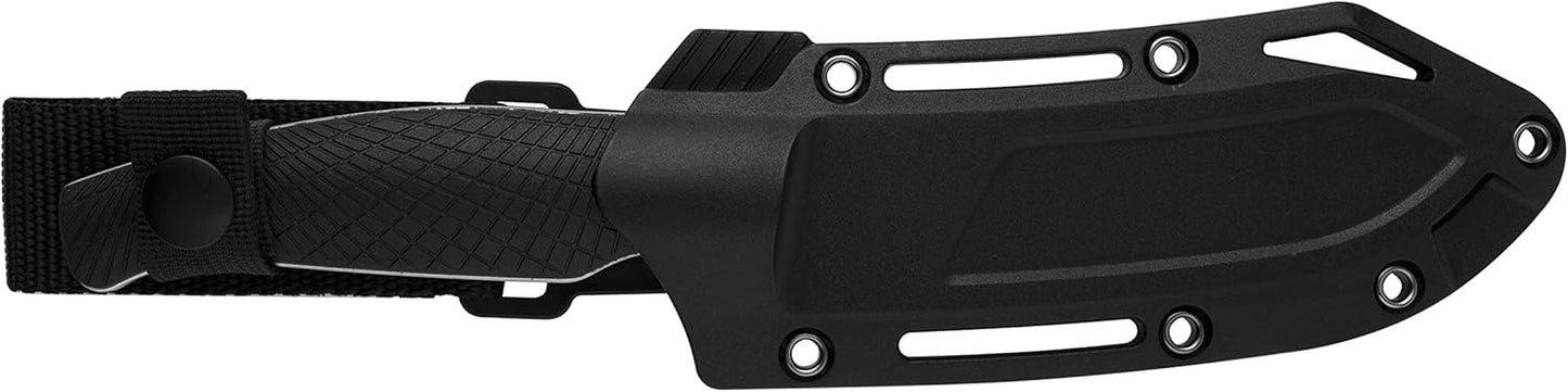 Kershaw Camp 5 Bowie Knife, Black, 4.75 Inch Fixed Clip Point Blade | High-Carbon Tool Steel, Full-Tang Blade, Includes Molded Sheath, Everyday Carry for Men and Women