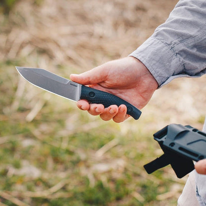 Kershaw Camp 5 Bowie Knife, Black, 4.75 Inch Fixed Clip Point Blade | High-Carbon Tool Steel, Full-Tang Blade, Includes Molded Sheath, Everyday Carry for Men and Women