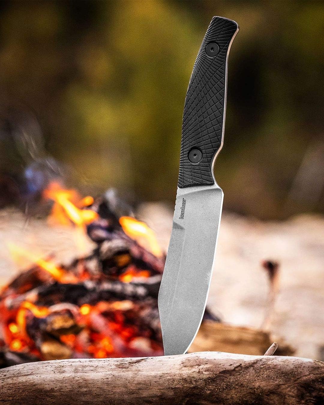 Kershaw Camp 5 Bowie Knife, Black, 4.75 Inch Fixed Clip Point Blade | High-Carbon Tool Steel, Full-Tang Blade, Includes Molded Sheath, Everyday Carry for Men and Women