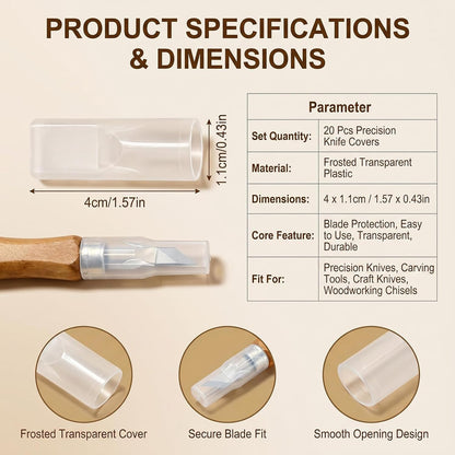 20 Pcs White Plastic Carving Knife Cover Safety Cap Set for Precision Tools Protective Tip Shield for Art Projects