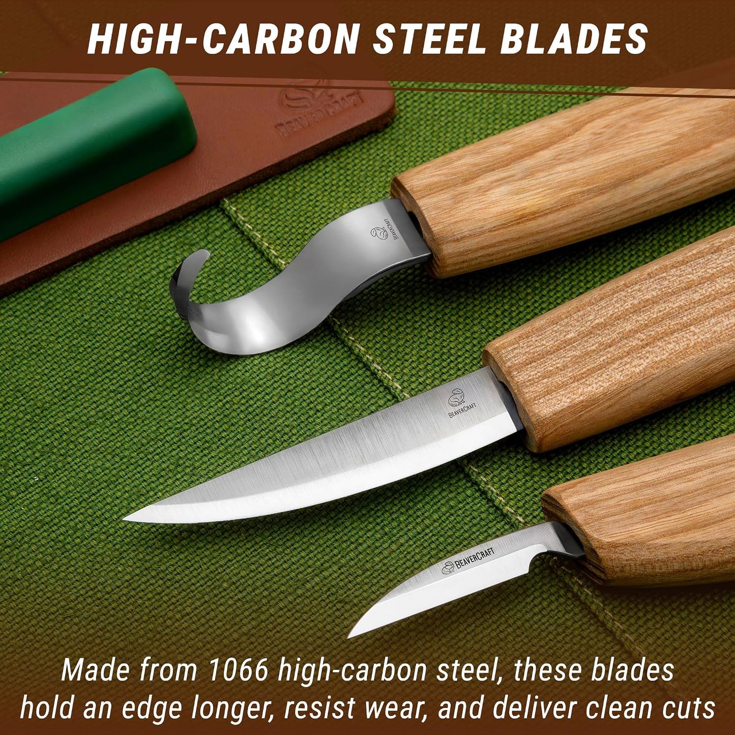 S13 Wood Carving Tools Set for Spoon Carving 3 Knives Wood Carving Kit for Beginners Hook Knife Wood Carving Right-Handed Spoon Carving Whittling Knives (S13 Right-Handed)
