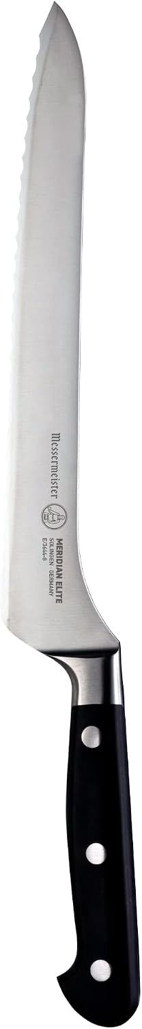 Meridian Elite 8” Scalloped Offset Knife - Fine German Steel Alloy Blade - Rust Resistant & Easy to Maintain