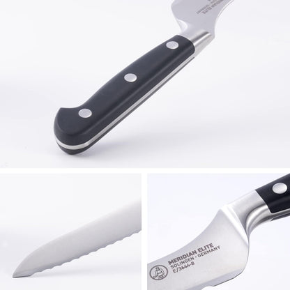 Meridian Elite 8” Scalloped Offset Knife - Fine German Steel Alloy Blade - Rust Resistant & Easy to Maintain