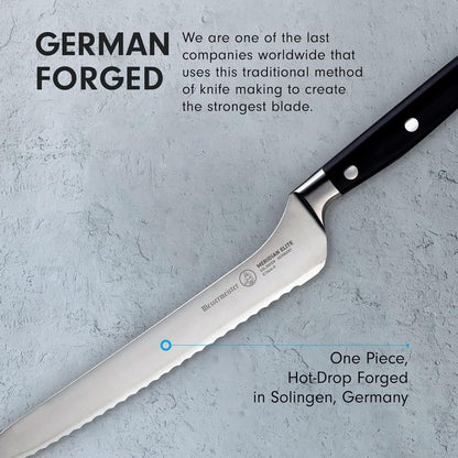 Meridian Elite 8” Scalloped Offset Knife - Fine German Steel Alloy Blade - Rust Resistant & Easy to Maintain