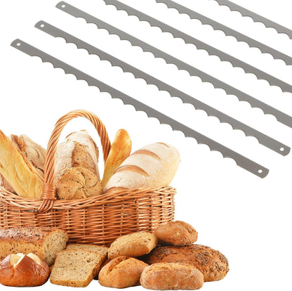 12 Pcs 10.8'' Bread Bow Knife Stainless Steel Replacement Blades | Serrated Bread Blade with Screws Easy to Cutting, Wooden Bread Knife for Cake Homemade Bread Cutting