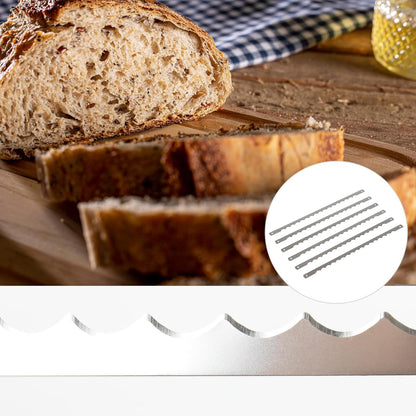 12 Pcs 10.8'' Bread Bow Knife Stainless Steel Replacement Blades | Serrated Bread Blade with Screws Easy to Cutting, Wooden Bread Knife for Cake Homemade Bread Cutting