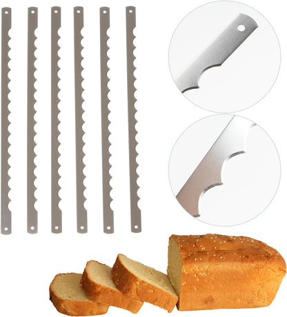 12 Pcs 10.8'' Bread Bow Knife Stainless Steel Replacement Blades | Serrated Bread Blade with Screws Easy to Cutting, Wooden Bread Knife for Cake Homemade Bread Cutting