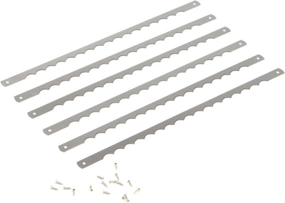 12 Pcs 10.8'' Bread Bow Knife Stainless Steel Replacement Blades | Serrated Bread Blade with Screws Easy to Cutting, Wooden Bread Knife for Cake Homemade Bread Cutting