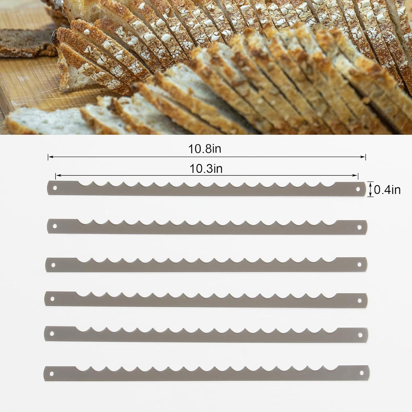 12 Pcs 10.8'' Bread Bow Knife Stainless Steel Replacement Blades | Serrated Bread Blade with Screws Easy to Cutting, Wooden Bread Knife for Cake Homemade Bread Cutting