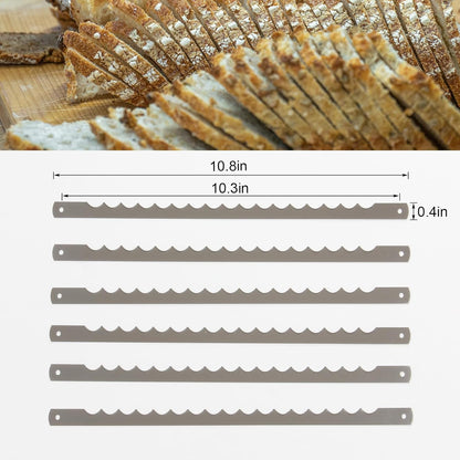 12 Pcs 10.8'' Bread Bow Knife Stainless Steel Replacement Blades | Serrated Bread Blade with Screws Easy to Cutting, Wooden Bread Knife for Cake Homemade Bread Cutting