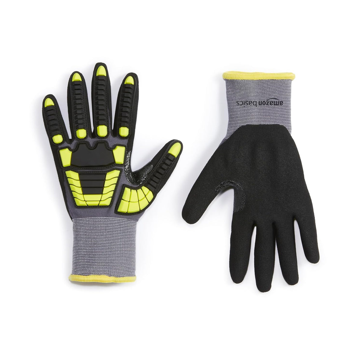 Safety Work Gloves, Cut Level A1, Abrasion ANSI Level A4, Impact Resistant, Touch Screen Friendly, 15G Sandy Nitrile Palm, Yellow, Size X-Small, Pack of 120 Pairs