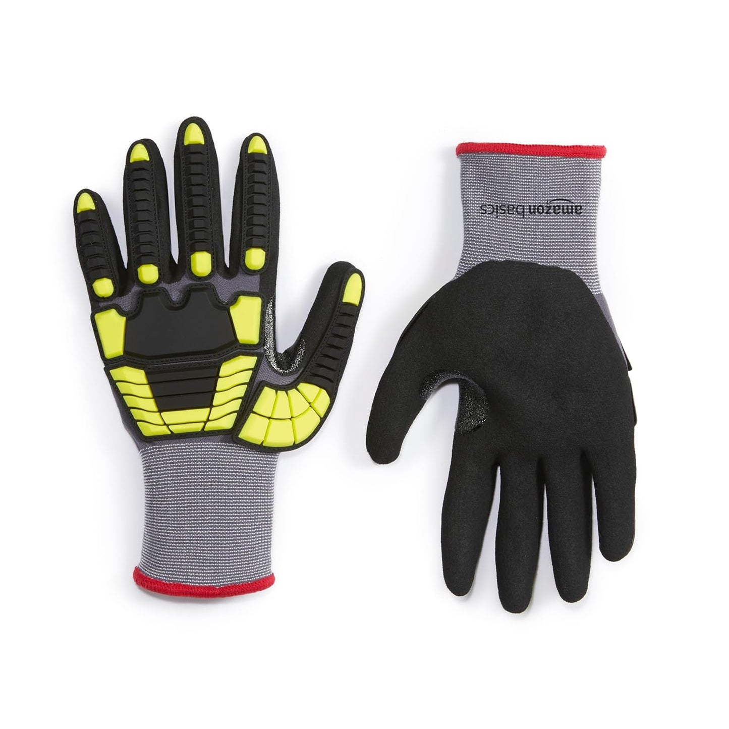 Safety Work Gloves, Cut Level A1, Abrasion ANSI Level A4, Impact Resistant, Touch Screen Friendly, 15G Sandy Nitrile Palm, Yellow, Size X-Small, Pack of 120 Pairs