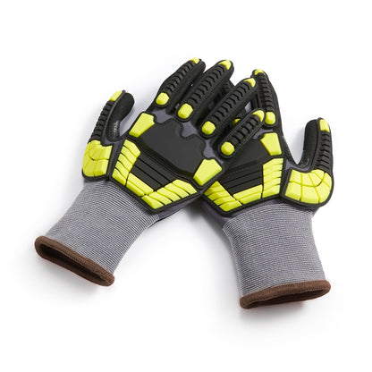 Safety Work Gloves, Cut Level A1, Abrasion ANSI Level A4, Impact Resistant, Touch Screen Friendly, 15G Sandy Nitrile Palm, Yellow, Size X-Small, Pack of 120 Pairs
