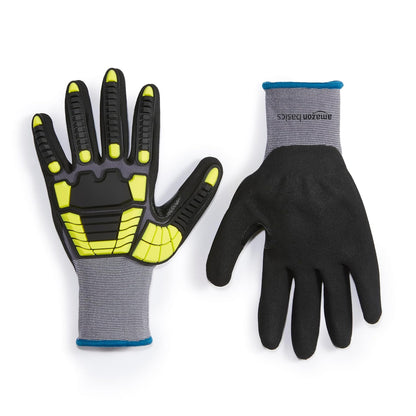 Safety Work Gloves, Cut Level A1, Abrasion ANSI Level A4, Impact Resistant, Touch Screen Friendly, 15G Sandy Nitrile Palm, Yellow, Size X-Small, Pack of 120 Pairs