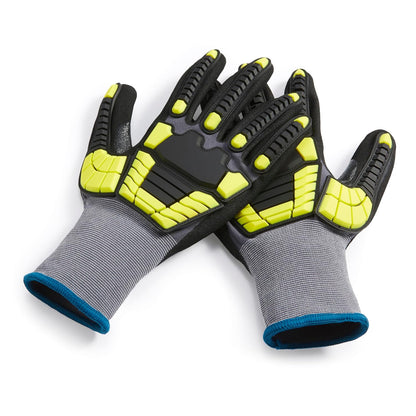 Safety Work Gloves, Cut Level A1, Abrasion ANSI Level A4, Impact Resistant, Touch Screen Friendly, 15G Sandy Nitrile Palm, Yellow, Size X-Small, Pack of 120 Pairs