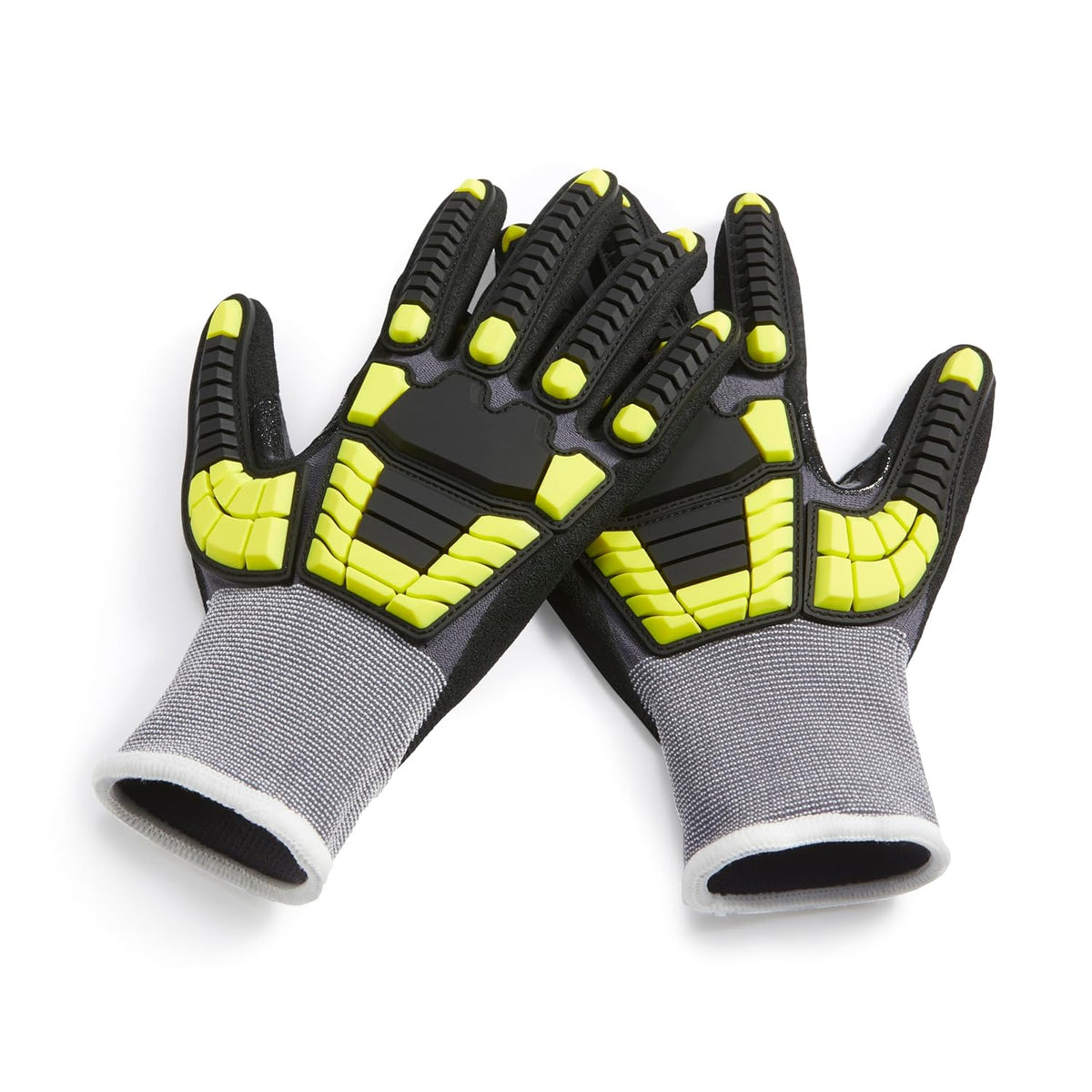 Safety Work Gloves, Cut Level A1, Abrasion ANSI Level A4, Impact Resistant, Touch Screen Friendly, 15G Sandy Nitrile Palm, Yellow, Size X-Small, Pack of 120 Pairs