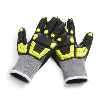 Safety Work Gloves, Cut Level A1, Abrasion ANSI Level A4, Impact Resistant, Touch Screen Friendly, 15G Sandy Nitrile Palm, Yellow, Size X-Small, Pack of 120 Pairs