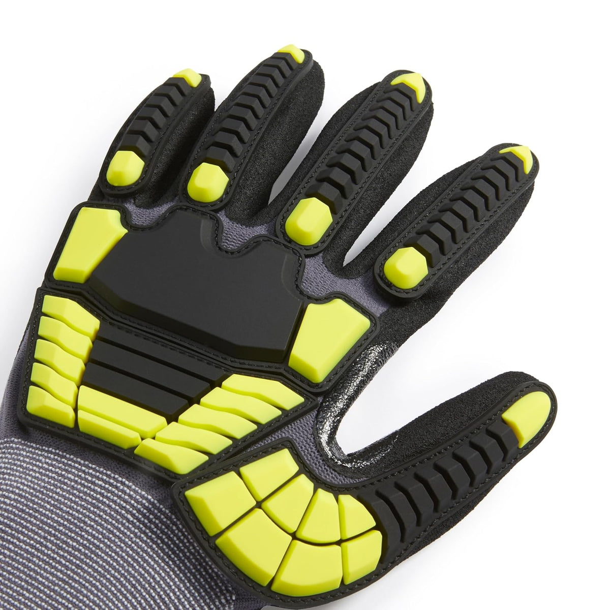 Safety Work Gloves, Cut Level A1, Abrasion ANSI Level A4, Impact Resistant, Touch Screen Friendly, 15G Sandy Nitrile Palm, Yellow, Size X-Small, Pack of 120 Pairs