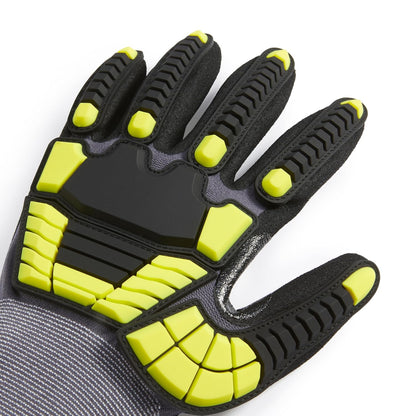 Safety Work Gloves, Cut Level A1, Abrasion ANSI Level A4, Impact Resistant, Touch Screen Friendly, 15G Sandy Nitrile Palm, Yellow, Size X-Small, Pack of 120 Pairs