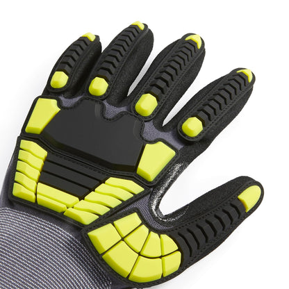 Safety Work Gloves, Cut Level A1, Abrasion ANSI Level A4, Impact Resistant, Touch Screen Friendly, 15G Sandy Nitrile Palm, Yellow, Size X-Small, Pack of 120 Pairs
