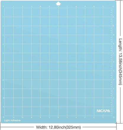 Cutting Mat for Silhouette Cameo 3/2/1 (Light-Grip,12x12 inch 3pack) Adhesive&Sticky Non-Slip Flexible Square Gridded Blue Cut Mats Replacement Accessories Set Matts Vinyl Craft Sewing