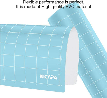 Cutting Mat for Silhouette Cameo 3/2/1 (Light-Grip,12x12 inch 3pack) Adhesive&Sticky Non-Slip Flexible Square Gridded Blue Cut Mats Replacement Accessories Set Matts Vinyl Craft Sewing